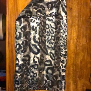 Léopard strip sheer shimmering long scarf. Black, silver & grey